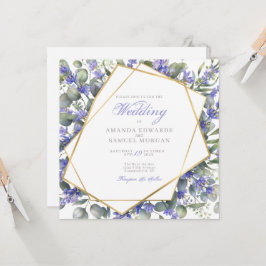 Invitación de boda romántica de eucalipto y lavand