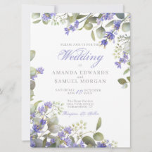 Invitación de boda romántica de eucalipto y lavand