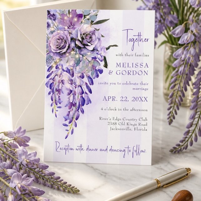 Invitación de boda romántica de glicina (Subido por el creador)