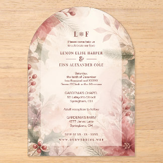 Invitación de Boda Romántica de Invierno Floral Ro