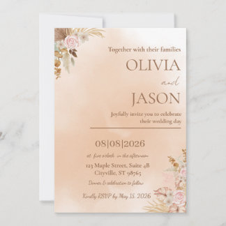 Invitación de boda romántica elegante