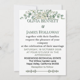 Invitación de boda romántica en jardín botánico