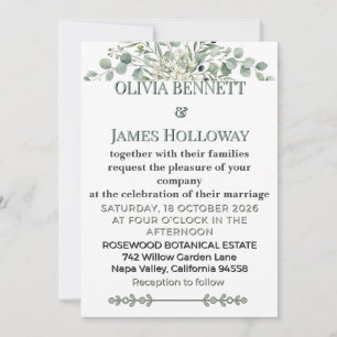 Invitación de boda romántica en jardín botánico