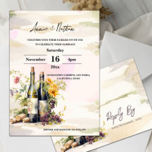 Invitación de Boda Romántica en Viñedo Rústico