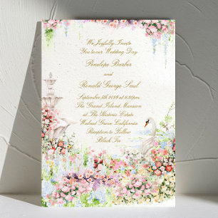 invitación de boda romántica floral cisne chic cal