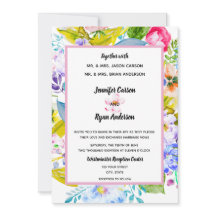 Invitación de boda romántica floral rosa moderna