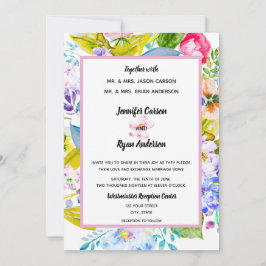 Invitación de boda romántica floral rosa moderna