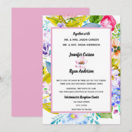 Invitación de boda romántica floral rosa moderna