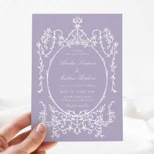 Invitación de boda romántica francesa con marco pú