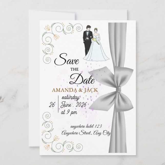 Invitación de Boda Romántica Moderna (Anverso)