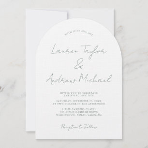 Invitación de boda romántica moderna arco verde sa