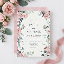 Invitación de boda romántica rosa rubor