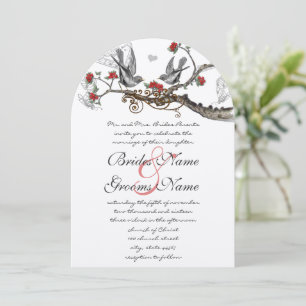 Invitación de boda romántica rústica roja vintage 