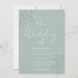 Invitación de boda romántica verde con follaje