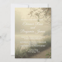 Invitación de boda romántica vintage junto al lago
