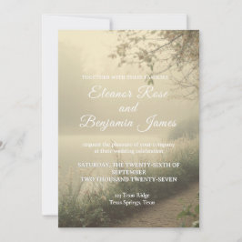 Invitación de boda romántica vintage junto al lago