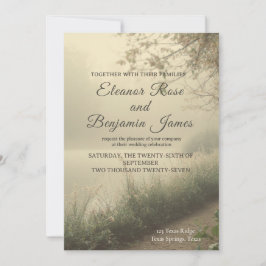 Invitación de boda romántica vintage junto al lago