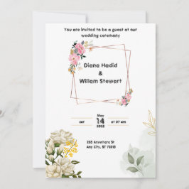 Invitación de boda rosa
