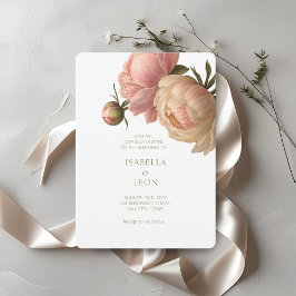 Invitación de boda Rosa Blush Blanca | Chic