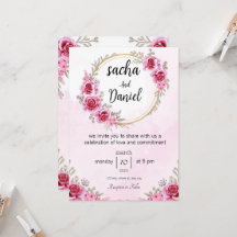 invitación de boda rosa, celebración de amor