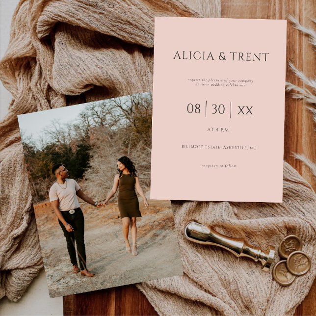 Invitación de Boda Rosa Claro de Finca Moderna (Subido por el creador)