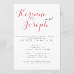 Invitación de Boda Rosa Claro - Estilo Caligrafía