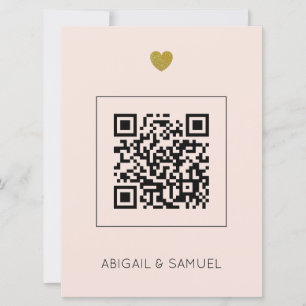 Invitación de boda rosa con código QR de presupues