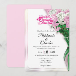 Invitación de Boda Rosa con Letras Rosadas 1