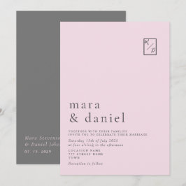 Invitación de Boda Rosa con Rubor Mínimo