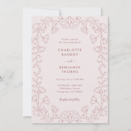 Invitación de boda rosa de rubor romántico