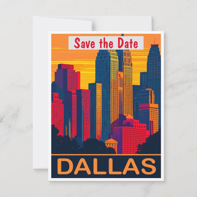 Invitación de boda rosa del horizonte de Dallas Te (Anverso)