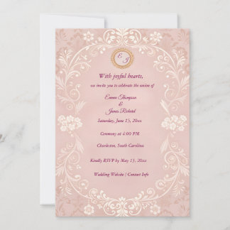 Invitación de boda rosa elegante