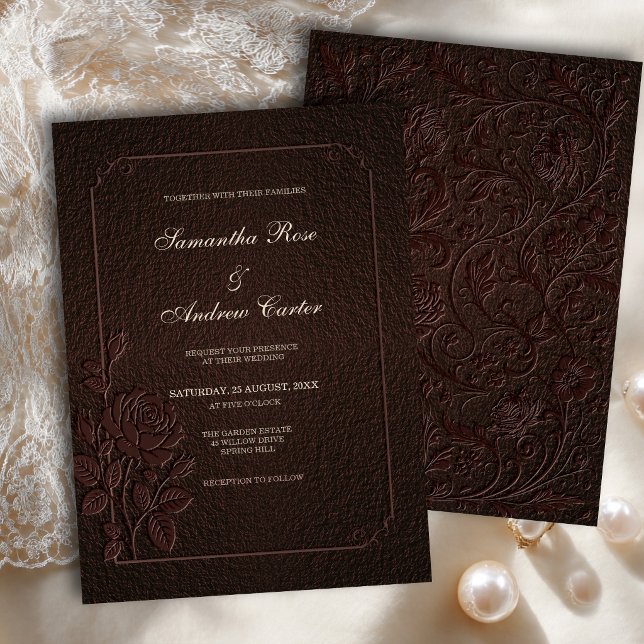 Invitación de boda rosa espresso oscuro (Subido por el creador)