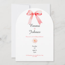 invitación de boda rosa lazo chic