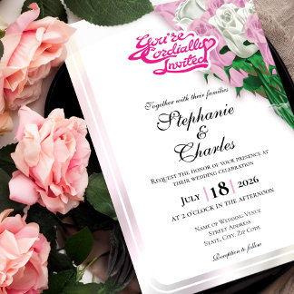 Invitación de Boda Rosa - Letra Rosa 2