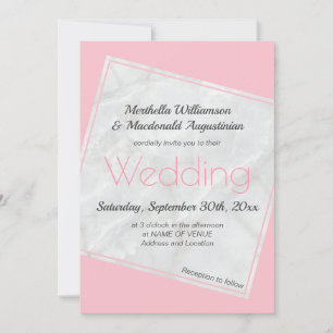 Invitación de boda rosa moderna