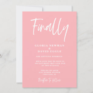 Invitación de boda rosa moderno finalmente