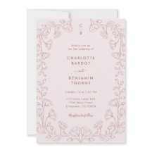 Invitación de boda rosa monograma