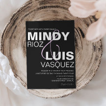 Invitación de Boda rosa negro con guión AMPERSAND 