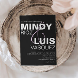 Invitación de Boda rosa negro con guión AMPERSAND 