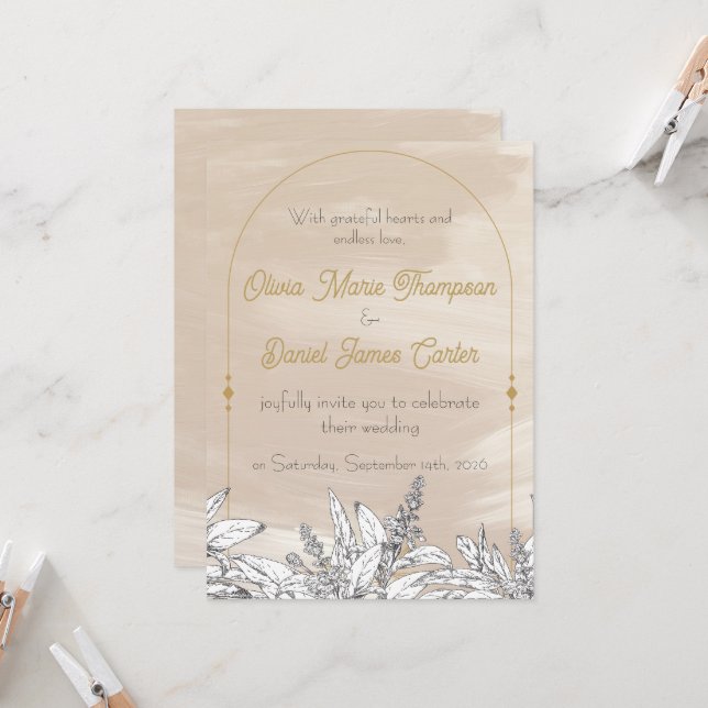 Invitación de Boda Rosa Pastel (Anverso/Reverso In Situ)