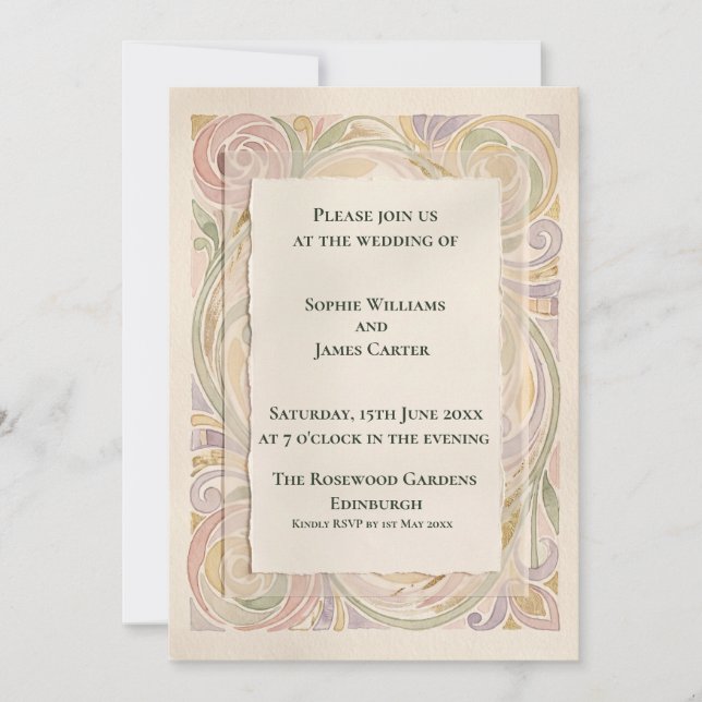 Invitación de boda rosa pastel rubor (Anverso)