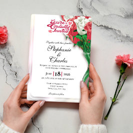 Invitación de Boda Rosa Roja - Letras Rojas 2