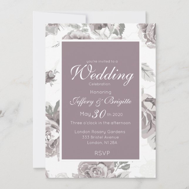 Invitación de boda rosa rosa polvoriento (Anverso)