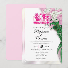 Invitación de Boda Rosa Rose - Letra Rosa 3