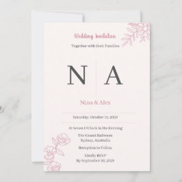 Invitación de boda rosa rubor
