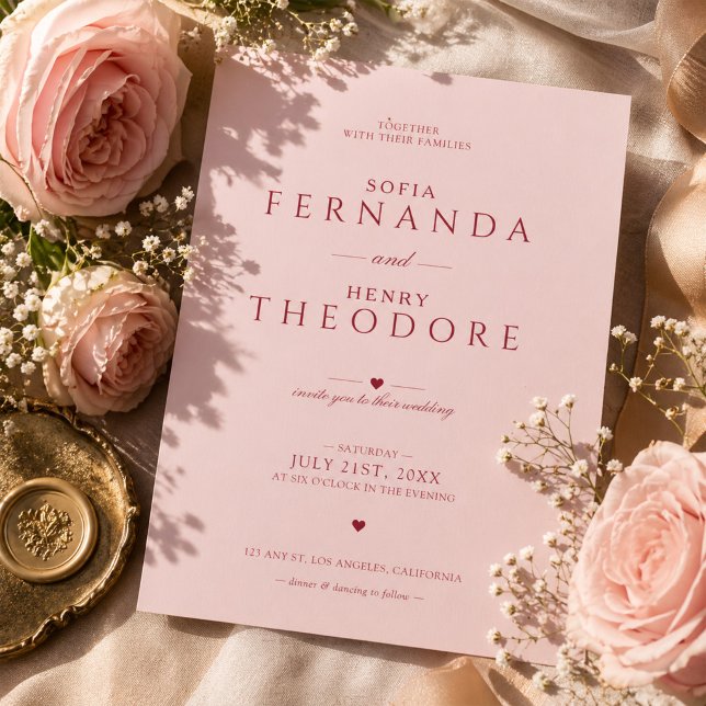 Invitación de Boda Rosa Sonrojado Moderna y Elegan (Subido por el creador)