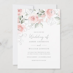 Invitación de boda rosa suave Bloom Soft Blush Pin