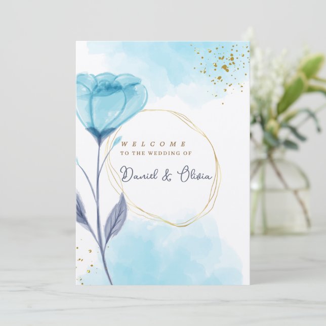 Invitación de boda Rosa Turquesa con salpicaduras  (Anverso de pie)