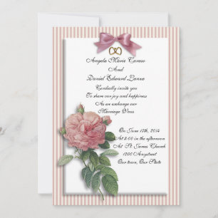Invitación de boda rosa vintage shabby chic